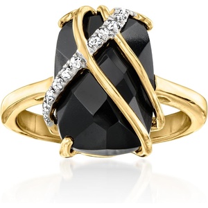 image:imageRossSimons Onyx and 10 ct tw White Topaz Ring in 18kt Gold Over SterlingOnyx
