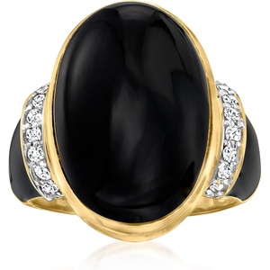 image:imageRossSimons Onyx and 22 ct tw Diamond Ring With Black Enamel in 18kt Gold Over SterlingOnyx