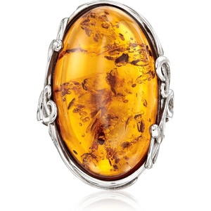 image:imageRossSimons Orange Amber Ring in Sterling SilverAmber