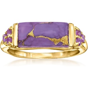image:imageRossSimons Purple Turquoise and 10 ct tw Amethyst Ring in 18kt Gold Over SterlingAmethyst