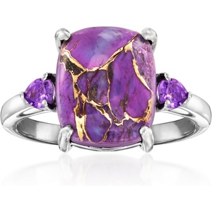 image:imageRossSimons Purple Turquoise and 20 ct tw Amethyst Ring in Sterling SilverAmethyst