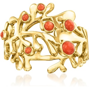 image:imageRossSimons Red Coral Ring in 18kt Gold Over SterlingCoral