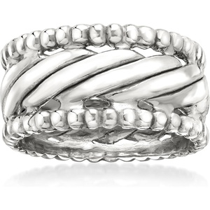 image:imageRossSimons RhodiumPlated Beaded Border RingNo Gemstone