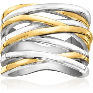 image:imageRossSimons Silver and 14kt GoldPlated MultiRow Highway RingNo Gemstone