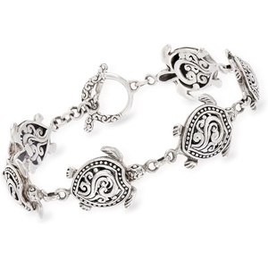image:imageRossSimons Sterling Silver BaliStyle Turtle Braceletno gemstone