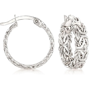 image:imageRossSimons Sterling Silver Small Byzantine Hoop Earrings