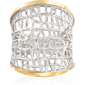 image:imageRossSimons Sterling Silver and 14kt Yellow Gold FreeForm Lattice RingNo Gemstone