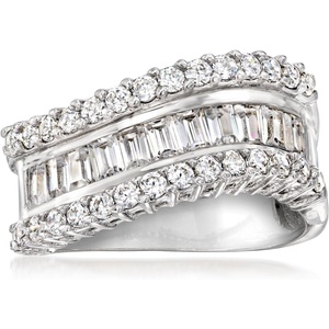 image:imageRossSimons Sterling SilverPlated Curved Ring With 190 ct tw CzsCubic Zirconia