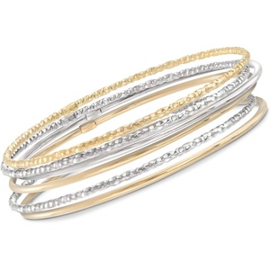 image:imageRossSimons TwoTone Sterling Silver Jewelry Set 6 Bangle Braceletsno gemstone