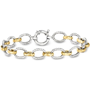 image:imageRossSimons TwoTone Sterling Silver OvalLink Braceletno gemstone
