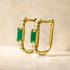 image:imagePure Collection by RossSimons 010 ct tw Emerald and 10 ct tw Diamond Paper Clip Link Hoop Earrings in 14kt Yellow Gold