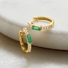 image:imagePure Collection by RossSimons 020 ct tw Emerald and 11 ct tw Diamond Huggie Hoop Earrings in 14kt Yellow Gold