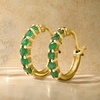 image:imagePure Collection by RossSimons 040 ct tw Emerald Huggie Hoop Earrings in 14kt Yellow Gold