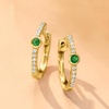 image:imagePure Collection by RossSimons Emerald and DiamondAccented Huggie Hoop Earrings in 14kt Yellow Gold