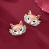 image:imageRossSimons 010 ct tw Sapphire and 10 ct tw Diamond Fox Earrings in 2Tone Sterling Silver