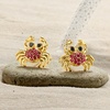 image:imageRossSimons 030 ct tw Ruby and 10 ct tw Black Spinel Crab Earrings in 18kt Gold Over Sterling