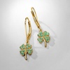 image:imageRossSimons 040 ct tw Emerald 4Leaf Clover Drop Earrings in 18kt Gold Over Sterling