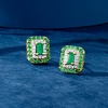 image:imageRossSimons 090 ct tw Emerald and 16 ct tw Diamond Earrings in 14kt Yellow Gold