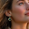 image:imageRossSimons 1400 ct tw Emerald and 160 ct tw White Topaz Drop Earrings in 18kt Gold Over Sterling