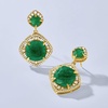 image:imageRossSimons 1400 ct tw Emerald and 160 ct tw White Topaz Drop Earrings in 18kt Gold Over Sterling