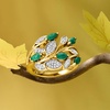 image:imageRossSimons 160 ct tw Emerald and 20 ct tw White Topaz Leaf Ring in 18kt Gold Over SterlingEmerald