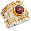 image:imageRossSimons 220 Carat Garnet and 3mm Cultured Pearl Ring in Sterling Silver and 18kt Gold Over Silver