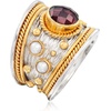 image:imageRossSimons 220 Carat Garnet and 3mm Cultured Pearl Ring in Sterling Silver and 18kt Gold Over Silver