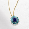 image:imageRossSimons 430 Carat Sapphire and 330 ct tw London Blue Topaz Flower Pendant Necklace in 18kt Gold Over Sterling 18 inches