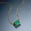 image:imageRossSimons 775 Carat Emerald Paper Clip Link Necklace in 18kt Gold Over Sterling 18 inches