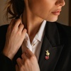 image:imageRossSimons 825 Carat Ruby Bee Mine Bumblebee Heart Pendant Necklace With 10 ct tw Citrines and 10 ct tw Black Spinels in 18kt Gold Over Sterling 18 inches
