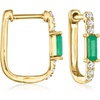 image:imagePure Collection by RossSimons 010 ct tw Emerald and 10 ct tw Diamond Paper Clip Link Hoop Earrings in 14kt Yellow Gold
