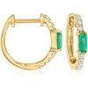 image:imagePure Collection by RossSimons 020 ct tw Emerald and 11 ct tw Diamond Huggie Hoop Earrings in 14kt Yellow Gold