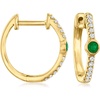image:imagePure Collection by RossSimons Emerald and DiamondAccented Huggie Hoop Earrings in 14kt Yellow Gold