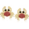 image:imageRossSimons 030 ct tw Ruby and 10 ct tw Black Spinel Crab Earrings in 18kt Gold Over Sterling