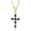 image:imageRossSimons 080 ct tw Sapphire Cross Pendant Necklace in Sterling Silver and 18kt Gold Over SterlingSapphire