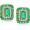 image:imageRossSimons 090 ct tw Emerald and 16 ct tw Diamond Earrings in 14kt Yellow Gold