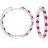 image:imageRossSimons 100 ct tw Ruby and 100 ct tw Diamond InsideOutside Hoop Earrings in Sterling Silver