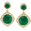 image:imageRossSimons 1400 ct tw Emerald and 160 ct tw White Topaz Drop Earrings in 18kt Gold Over Sterling