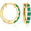 image:imageRossSimons 160 ct tw Emerald Hoop Earrings With Diamonds in 18kt Gold Over Sterling