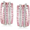 image:imageRossSimons 210 ct tw Pink Sapphire and 27 ct tw Diamond Highway Earrings in 2Tone Sterlng Silver