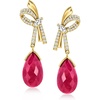 image:imageRossSimons 2500 ct tw Ruby Bow Drop Earrings With 160 ct tw White Topaz in 18kt Gold Over Sterling