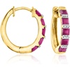 image:imageRossSimons 260 ct tw Ruby Hoop Earrings With Diamonds in 18kt Gold Over Sterling