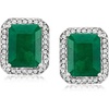 image:imageRossSimons 400 ct tw Emerald and 33 ct tw Diamond Earrings in Sterling Silver
