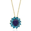 image:imageRossSimons 430 Carat Sapphire and 330 ct tw London Blue Topaz Flower Pendant Necklace in 18kt Gold Over Sterling 18 inches