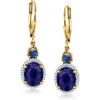 image:imageRossSimons 480 ct tw Sapphire and 17 ct tw Diamond Drop Earrings in 18kt Gold Over Sterling