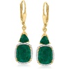 image:imageRossSimons 810 Ct TW Emerald and 20 ct tw Diamond Drop Earrings in 18kt Gold Over Sterling
