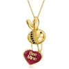 image:imageRossSimons 825 Carat Ruby Bee Mine Bumblebee Heart Pendant Necklace With 10 ct tw Citrines and 10 ct tw Black Spinels in 18kt Gold Over Sterling 18 inches