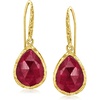image:imageRossSimons 925 ct tw BezelSet Ruby Drop Earrings in 18kt Gold Over Sterling
