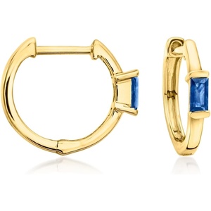 image:imagePure Collection by RossSimons 010 ct tw Sapphire Huggie Hoop Earrings in 14kt Yellow Gold