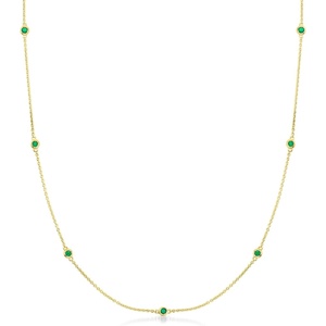 image:imagePure Collection by RossSimons 020 ct tw Emerald Station Necklace in 14kt Yellow GoldEmerald